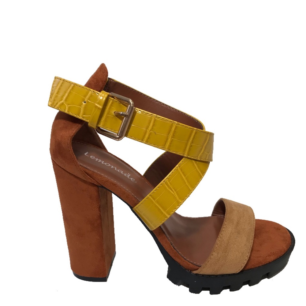 Women’s Mustard and Tan heels. Sizes 7, 9, and 10.